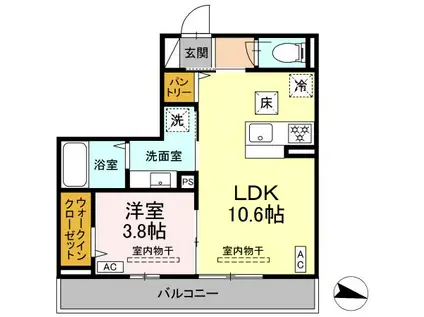 レンブランサ湘南台(1LDK/1階)の間取り写真