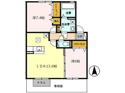 ECO SOLEIT(2LDK/1階)の間取り写真