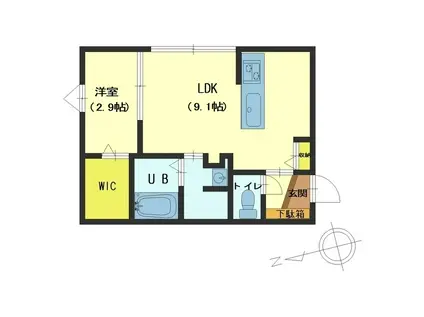 ROXY千原崎(1LDK/2階)の間取り写真