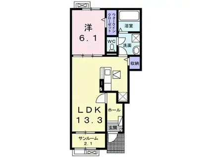 カインドハウスIV(1LDK/1階)の間取り写真