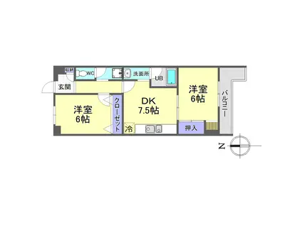 センチュリープラザ(2DK/4階)の間取り写真