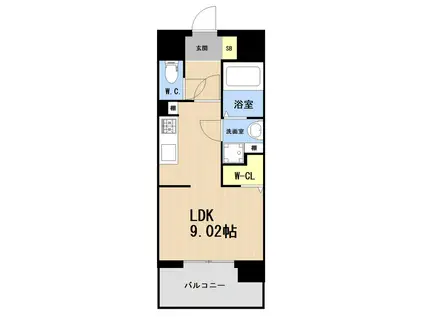 LIBTH博多駅南V(ワンルーム/8階)の間取り写真