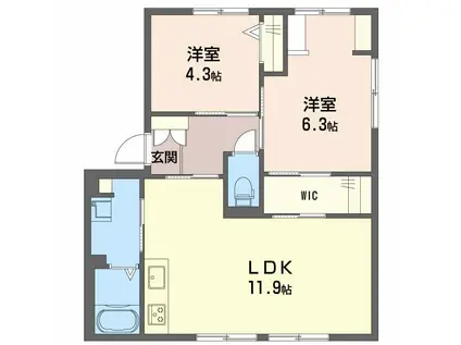 コーポ松浦C棟(2LDK/1階)の間取り写真