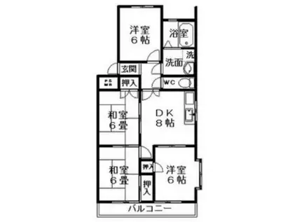 リバーサイド八番館(4DK/4階)の間取り写真