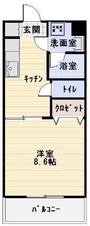 静岡県島田市 3階建 築21年(1K/3階)の間取り写真