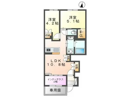 センチュリーハイツII(2LDK/1階)の間取り写真