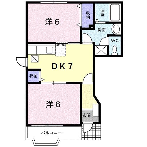 プリーマ(2DK/1階)の間取り写真