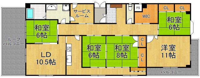 レークヒルⅠ(5LDK/6階)の間取り写真