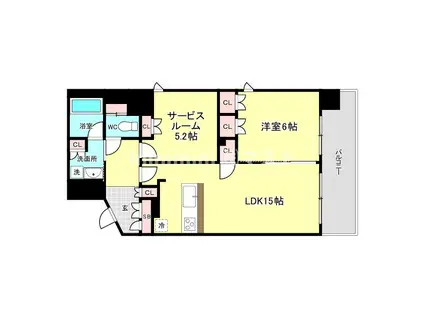 ノアレ北堀江(1SLDK/4階)の間取り写真