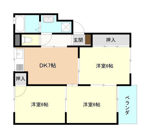 トリヴァンベール平山(3DK/3階)の間取り写真