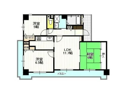 プレステージ江井島駅前II(3LDK/5階)の間取り写真