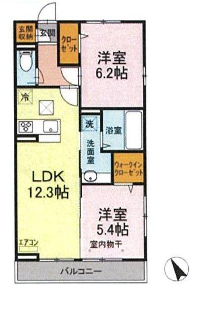 サントミー(2LDK/1階)の間取り写真