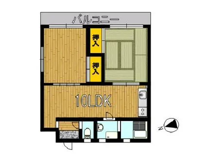 オーサンス西山(2LDK/2階)の間取り写真