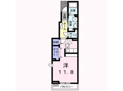 ネオブローテ泉佐野(ワンルーム/1階)の間取り写真