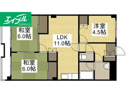 クリエイト21(3LDK/4階)の間取り写真