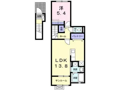 レジデンス・ジール I(1LDK/2階)の間取り写真