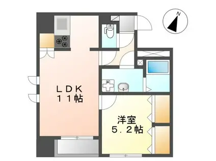 PERMANENTE(1LDK/1階)の間取り写真