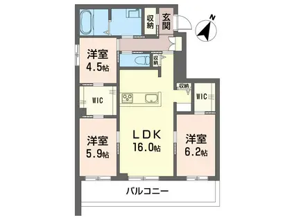 リリーフィア(3LDK/3階)の間取り写真
