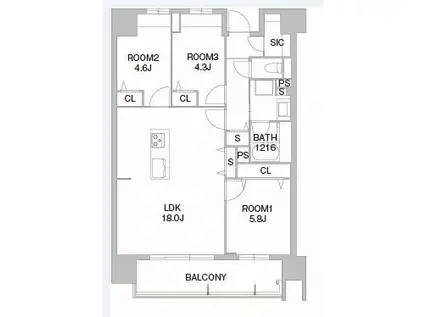 照葉クロススタイル ウエスト棟(3LDK/12階)の間取り写真
