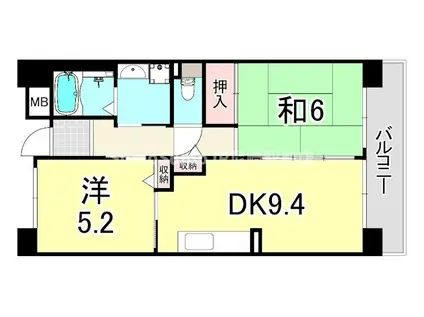 URパークタウン西武庫 17号棟(2DK/5階)の間取り写真