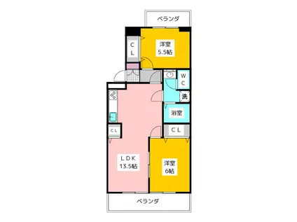 ピネハイブリッジ(2LDK/1階)の間取り写真