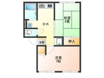 コーポ関本A(2DK/1階)の間取り写真
