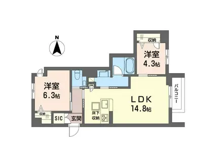 レジェンド(2LDK/1階)の間取り写真