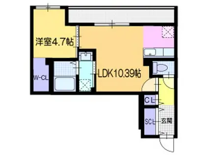 ヴォヤージュ菊水(1LDK/2階)の間取り写真