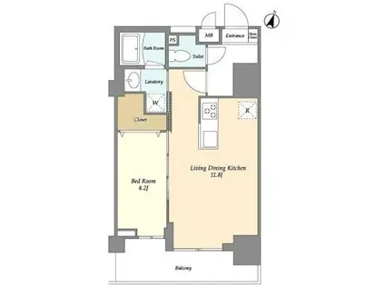 LIBRGRANT大宮(1LDK/6階)の間取り写真