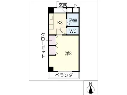 アークヒル鳥見(1K/2階)の間取り写真