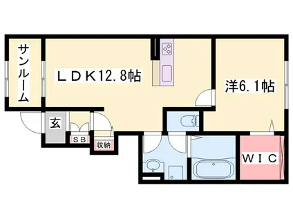 ポルト ボヌール(1LDK/1階)の間取り写真