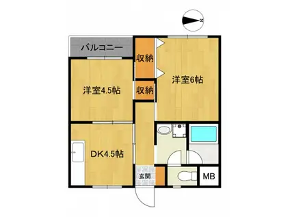 エトワール船堀(2DK/2階)の間取り写真