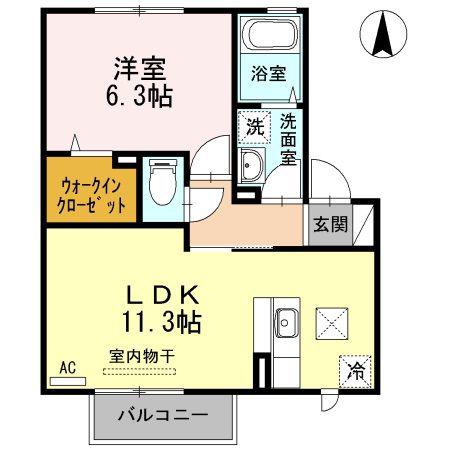 D-ROOM白石東(1LDK/1階)の間取り写真