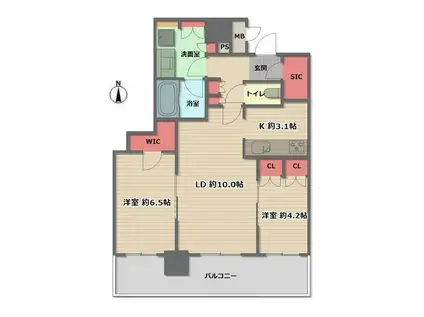 ブランズタワー梅田ノース(2LDK/10階)の間取り写真