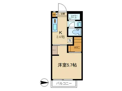 マロニエハウス(1K/2階)の間取り写真