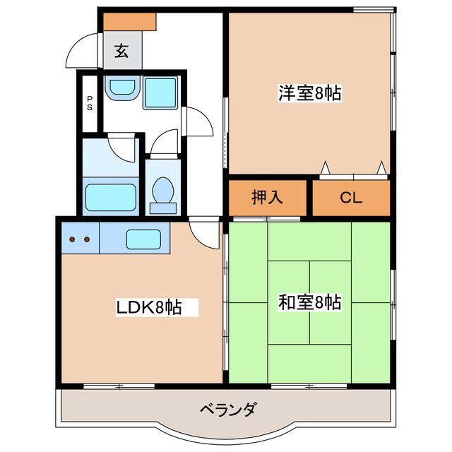 マンションモトマチ(2DK/1階)の間取り写真