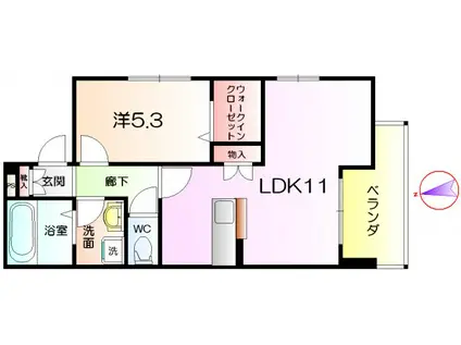 JR阪和線 鳳駅 徒歩6分 3階建 築12年(1LDK/3階)の間取り写真