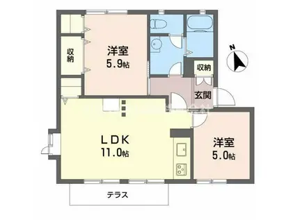 サニーハイツ・サチA・B(2LDK/1階)の間取り写真
