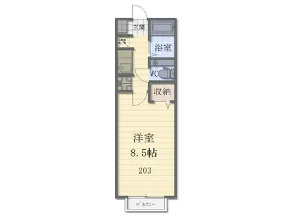 京成松戸線 前原駅 徒歩7分 2階建 築19年(1K/2階)の間取り写真