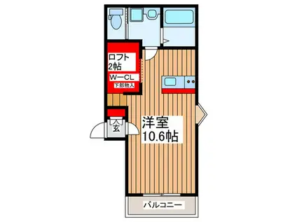 PRELUDE GARDEN(ワンルーム/2階)の間取り写真