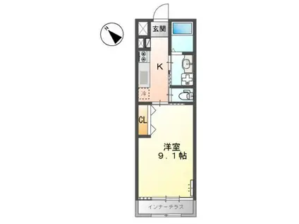 ルーシア(1K/1階)の間取り写真