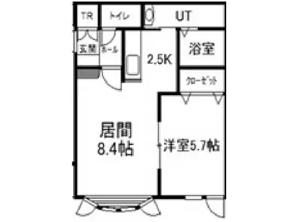 ロワールC(1LDK/1階)の間取り写真