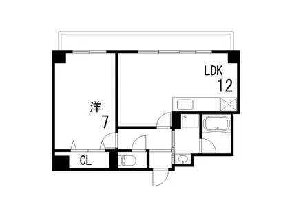 ロイヤル六甲駅前(1LDK/4階)の間取り写真
