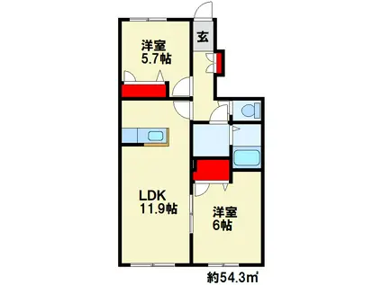 ルーチェ(2LDK/1階)の間取り写真