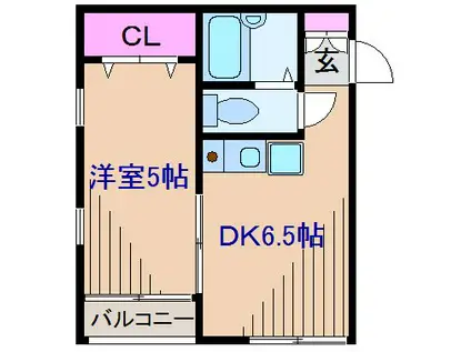プリモローズ菊名(1DK/2階)の間取り写真