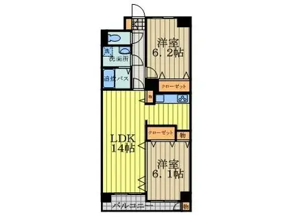 ヴァン・シャルマンOZ(2LDK/2階)の間取り写真