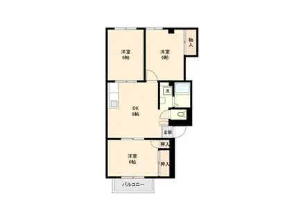 ドミール港洋(3DK/2階)の間取り写真