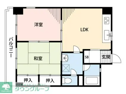 グリーンヒルズ平尾(2LDK/4階)の間取り写真