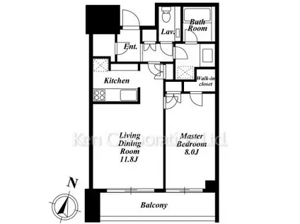 赤坂タワーレジデンスTOP OF THE HILL(1LDK/4階)の間取り写真