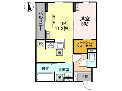 草加市氷川町PJIV A(1LDK/1階)の間取り写真
